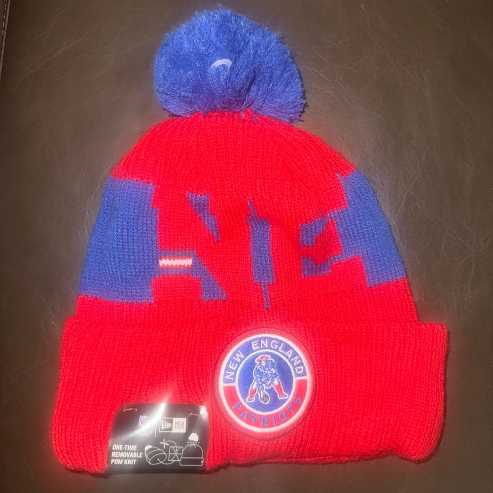 New England Patriots Winter Pom Beanie - Red and Blue NEW